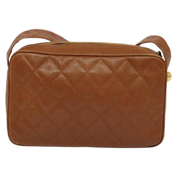 CHANEL Matelasse Chain Shoulder Bag Grained Calf Skin Brown Gold CC Auth PP534 - Picture 3 of 16